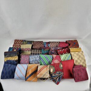 Lot of 28 Ties Mens Neckties Silk Various Brands Patterns Geometric Craft Wear